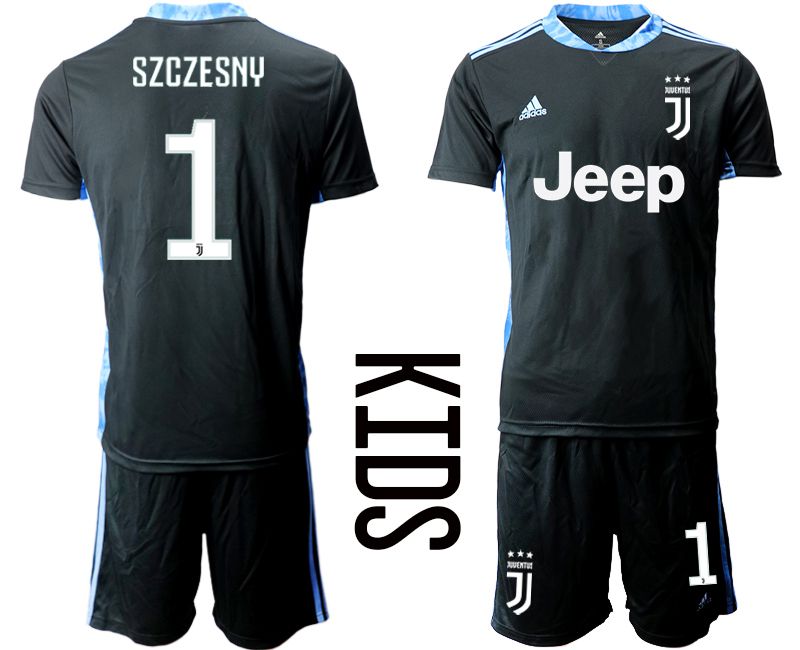 Youth 2020-2021 club Juventus black goalkeeper #1 Soccer Jerseys->juventus jersey->Soccer Club Jersey